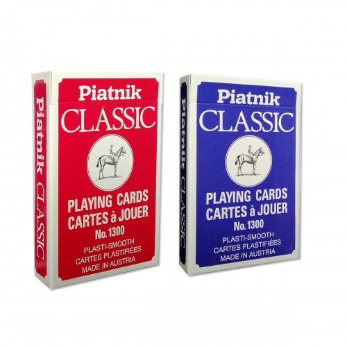 Set carti de joc Piatnik "CLASSIC",  2 pachete a 55 de carti, unul cu model rosu pe spate, celalalt cu model albastru, fabricate in Austria